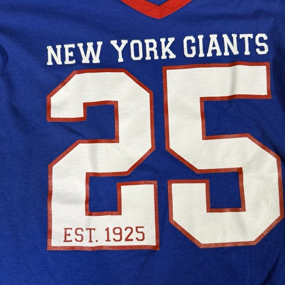 NFL Team Apparel New York Giants Women's L V-Neck Jersey T-Shirt Blue 25 - Picture 4 of 8